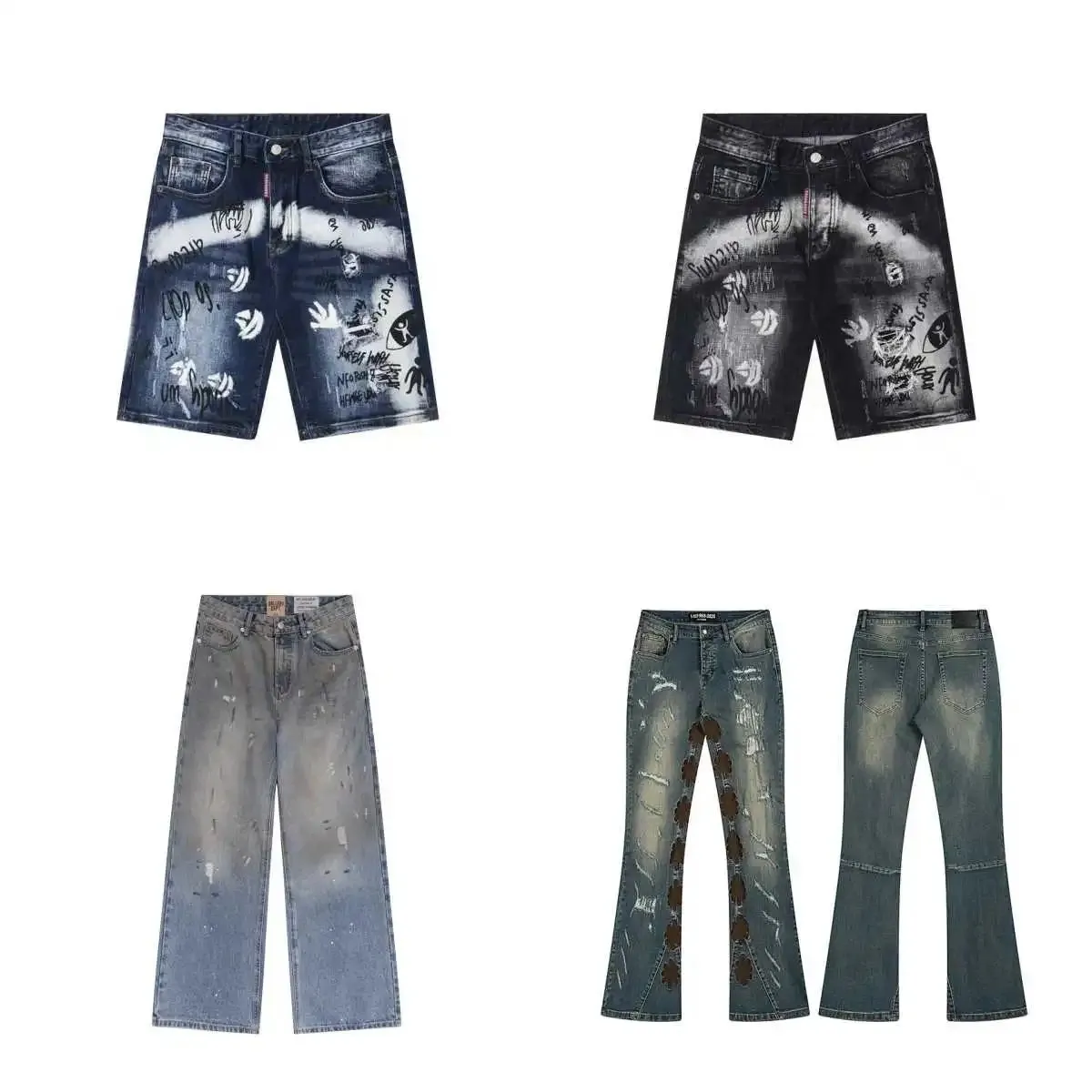 Dior x Stephen Sprouse Graffiti Denim Shorts & Flared Jeans [4 styles]