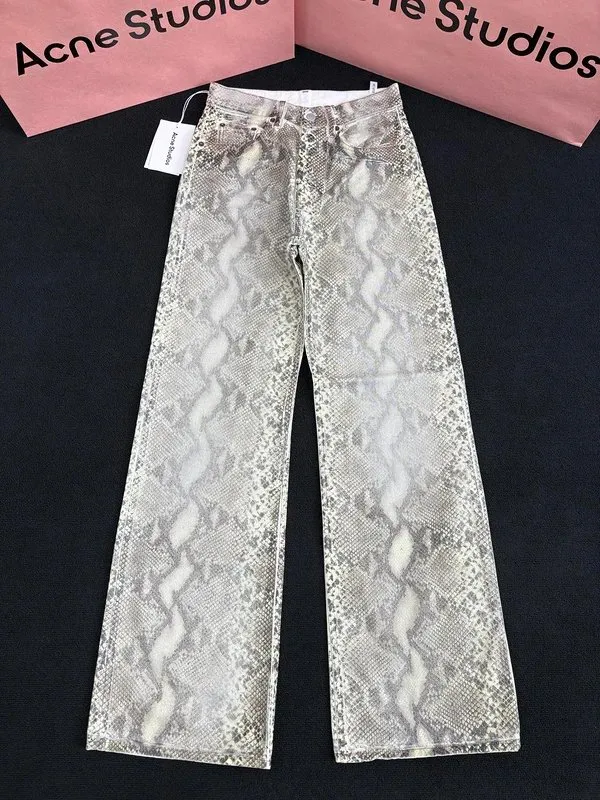 Acne Studios Snake Print Wide-Leg Pants