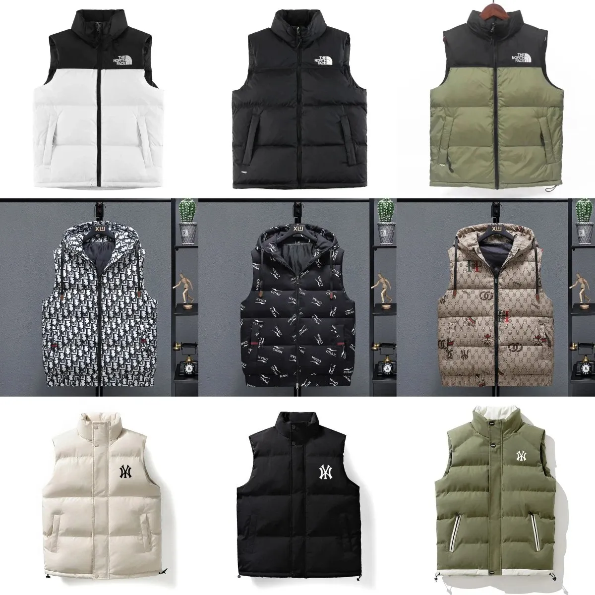 The North Face / Dior Oblique / Gucci GG Supreme / MLB New York Yankees Puffer Vests [1 style]