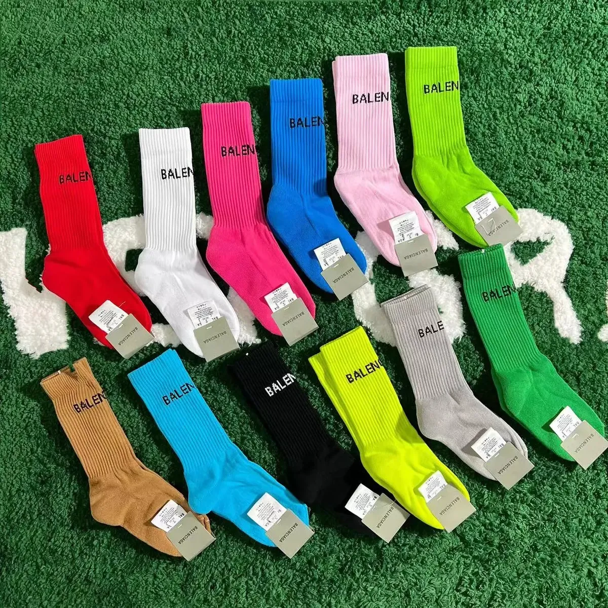 Balenciaga Logo Ribbed Crew Socks [1 style]