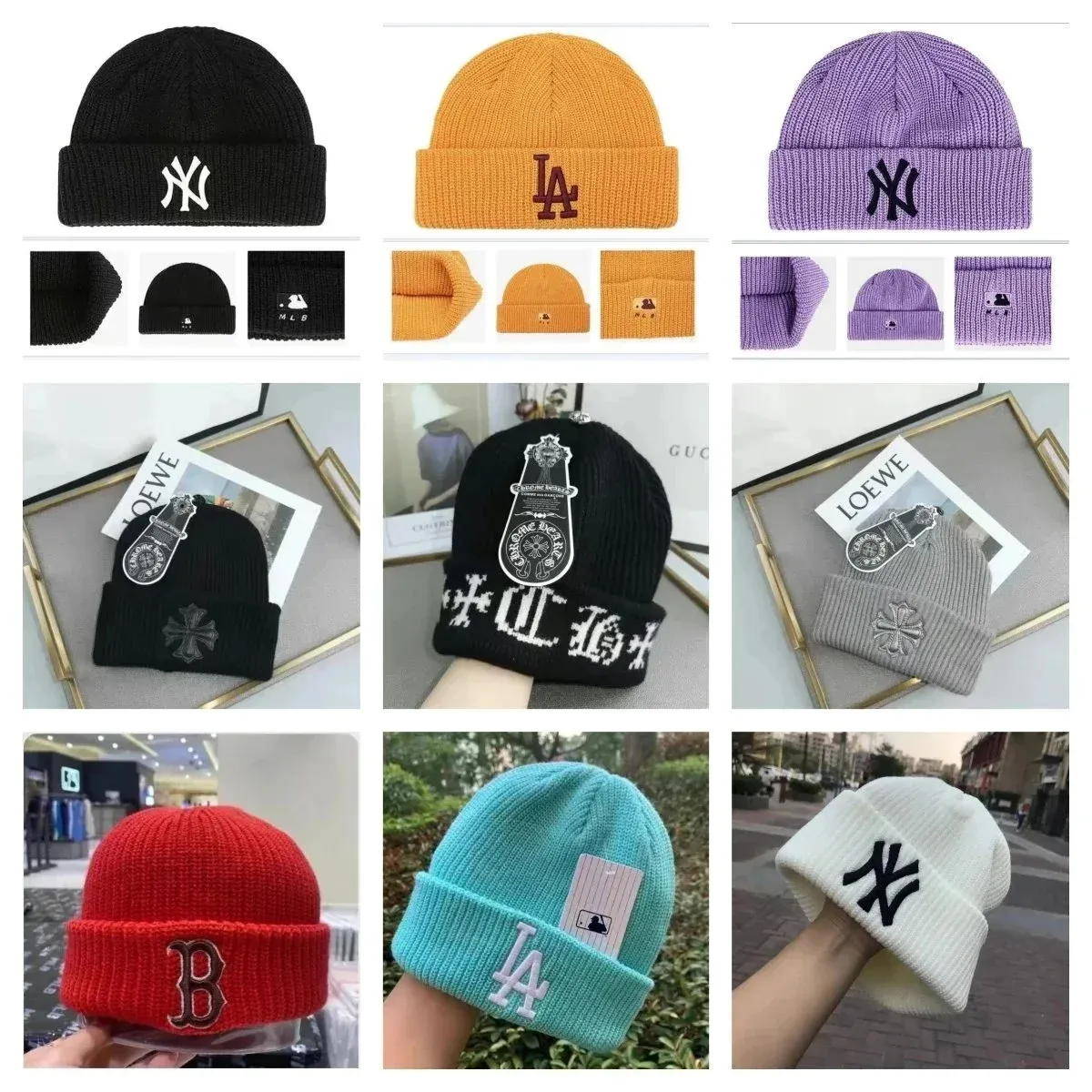 MLB & Chrome Hearts Beanie Collection [Multiple Colors & Styles]