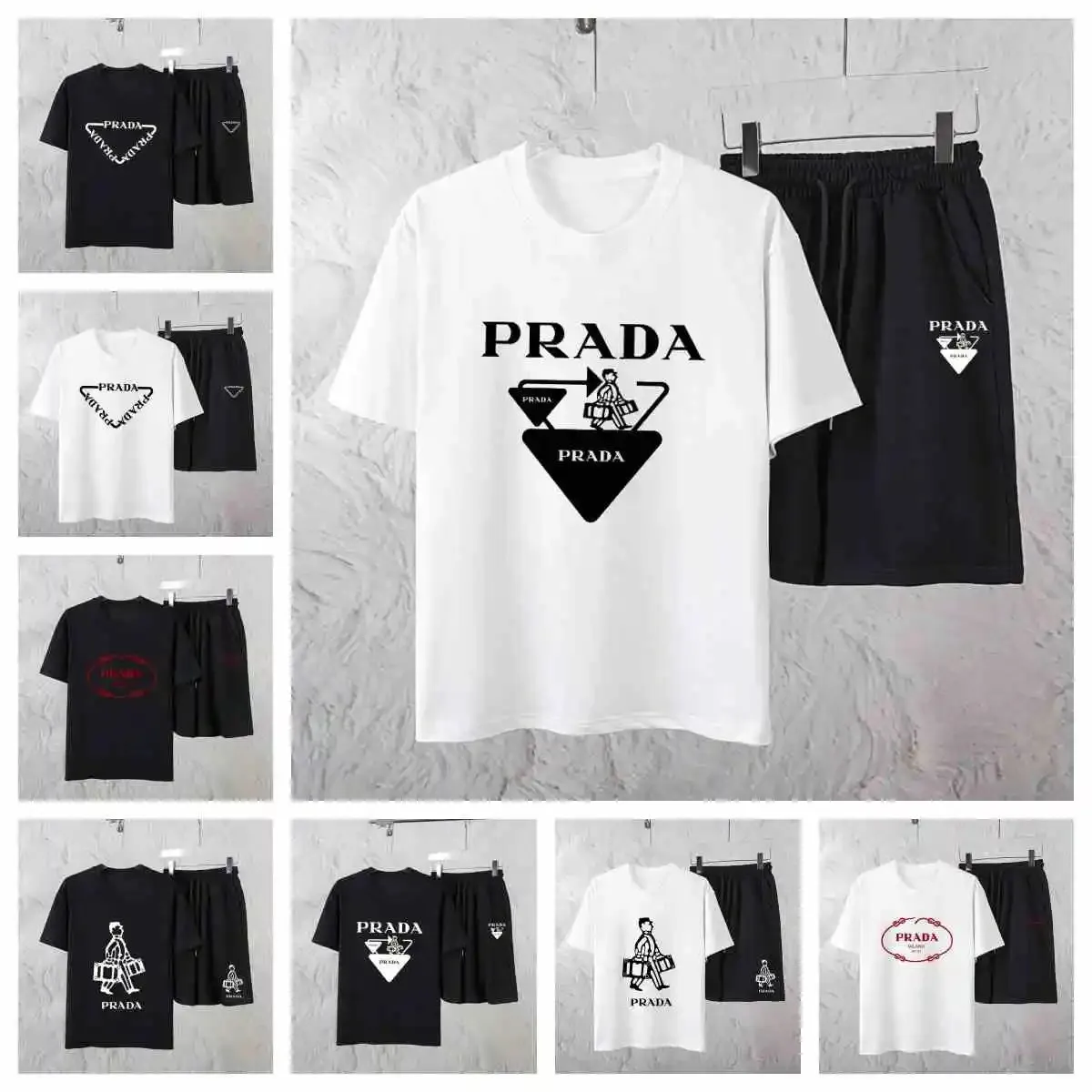 Prada Triangle Logo T-Shirt/Shorts Set [8 styles]