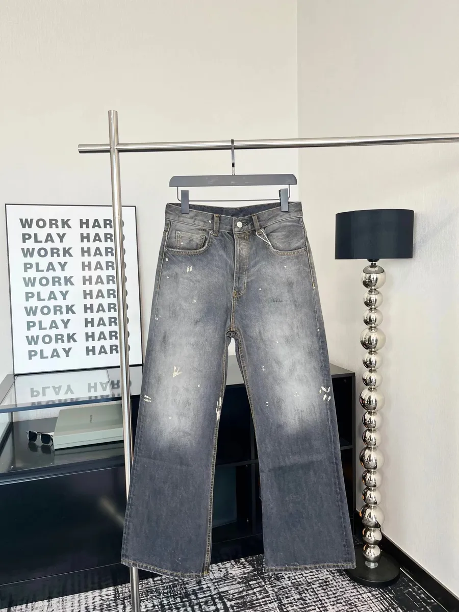 Distressed Wide-Leg Denim Jeans