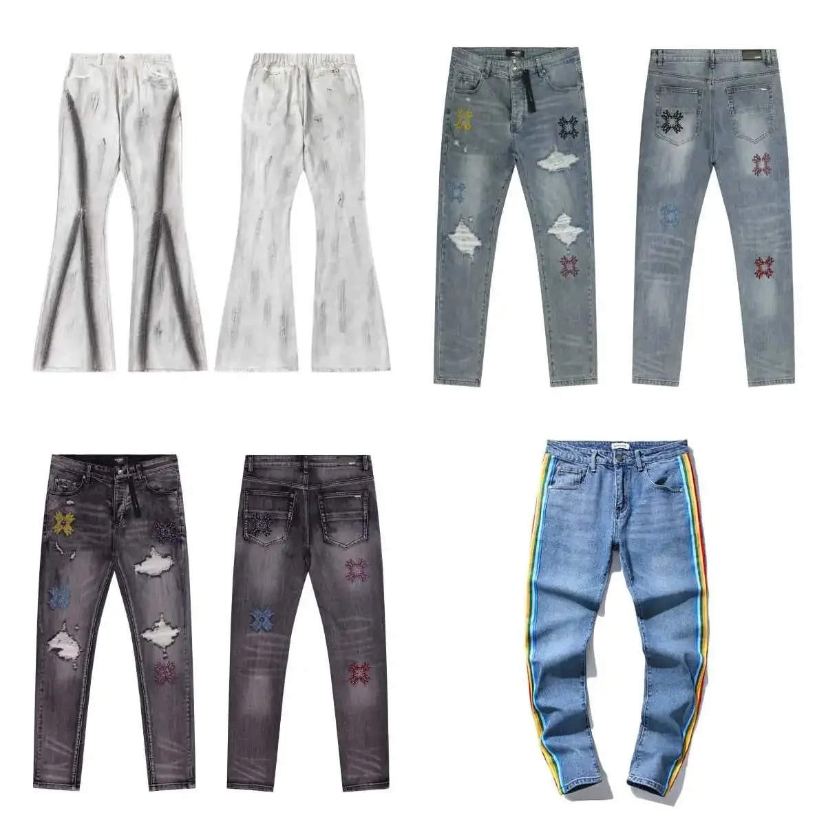 embellished Distressed Denim Jeans [4 styles]