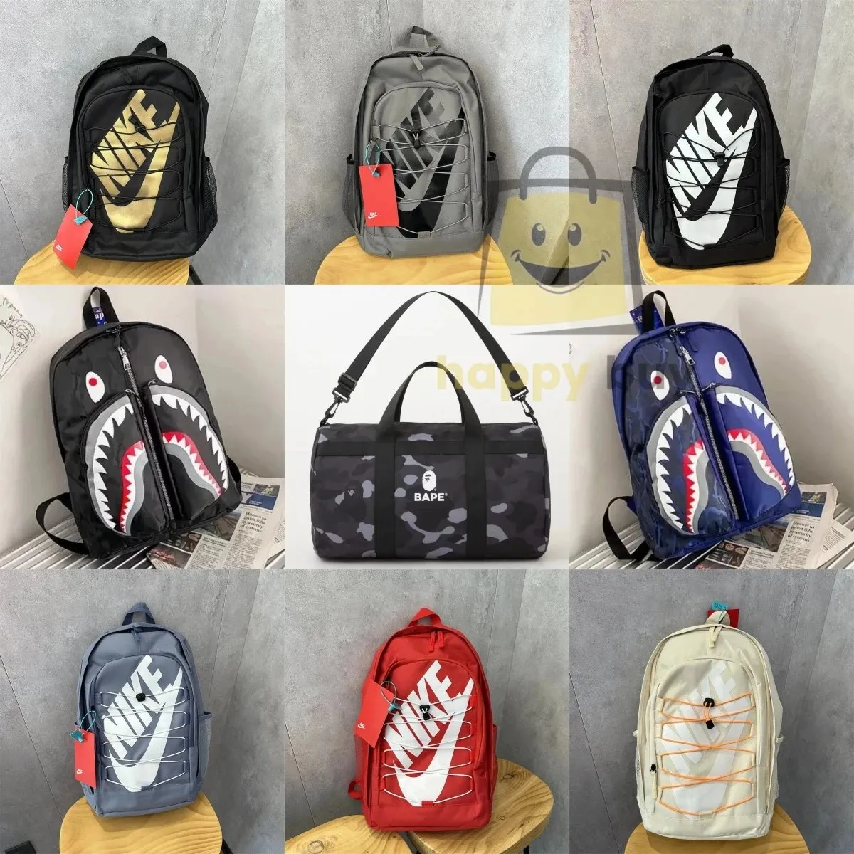 Nike BAPE Shark Backpacks and Duffel Bag [9 styles]