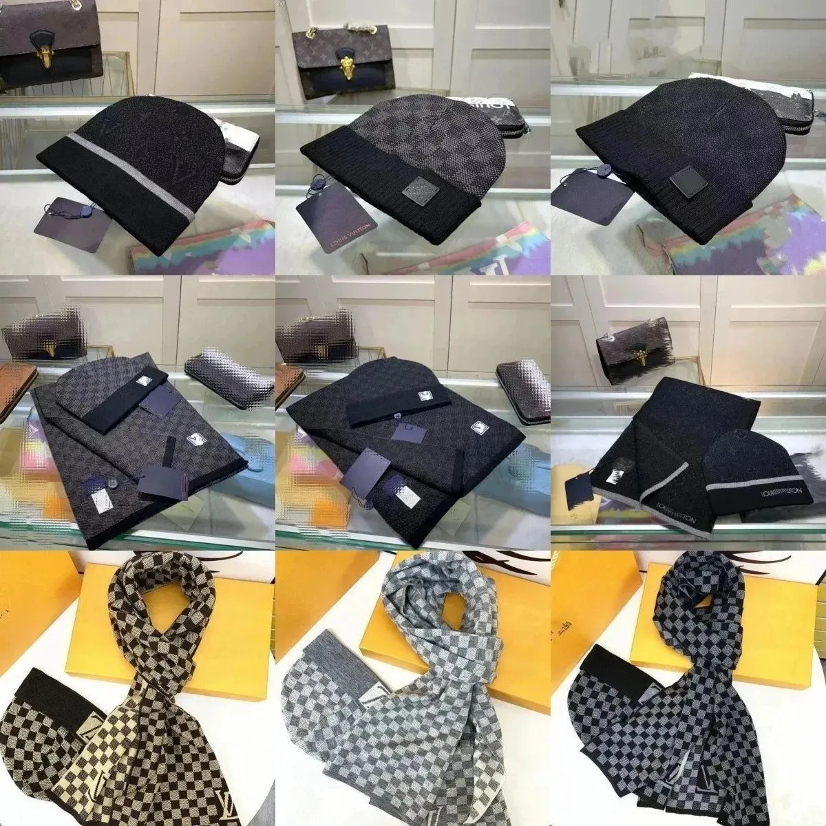 Louis Vuitton Damier Knit Beanie & Scarf Set [38 styles]