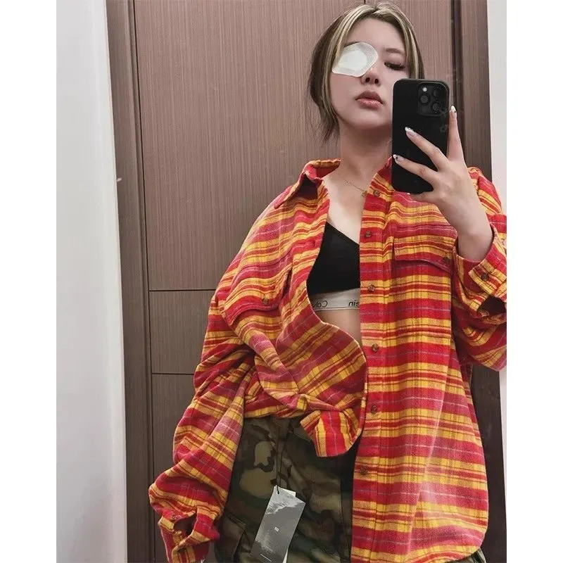 Red and Yellow Plaid Oversized Shirt Jacket [1 style]