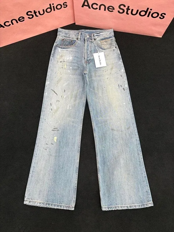 Acne Studios Paint Splatter Wide-Leg Jeans