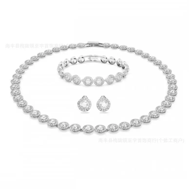 Elegant Diamond Cluster Necklace, Bracelet & Earrings Set [35 styles]