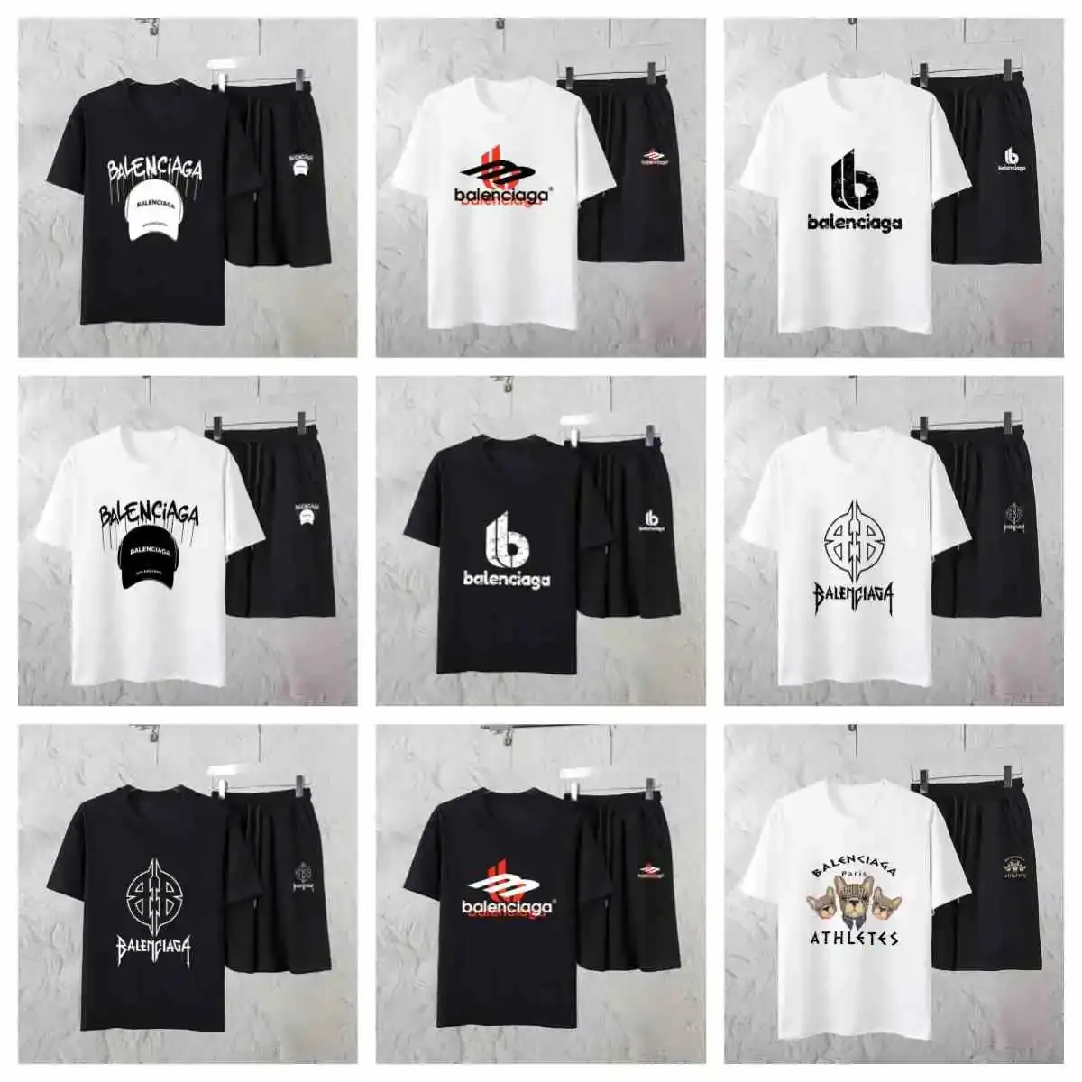 Balenciaga Logo Print T-Shirt/Shorts Set [9 styles]