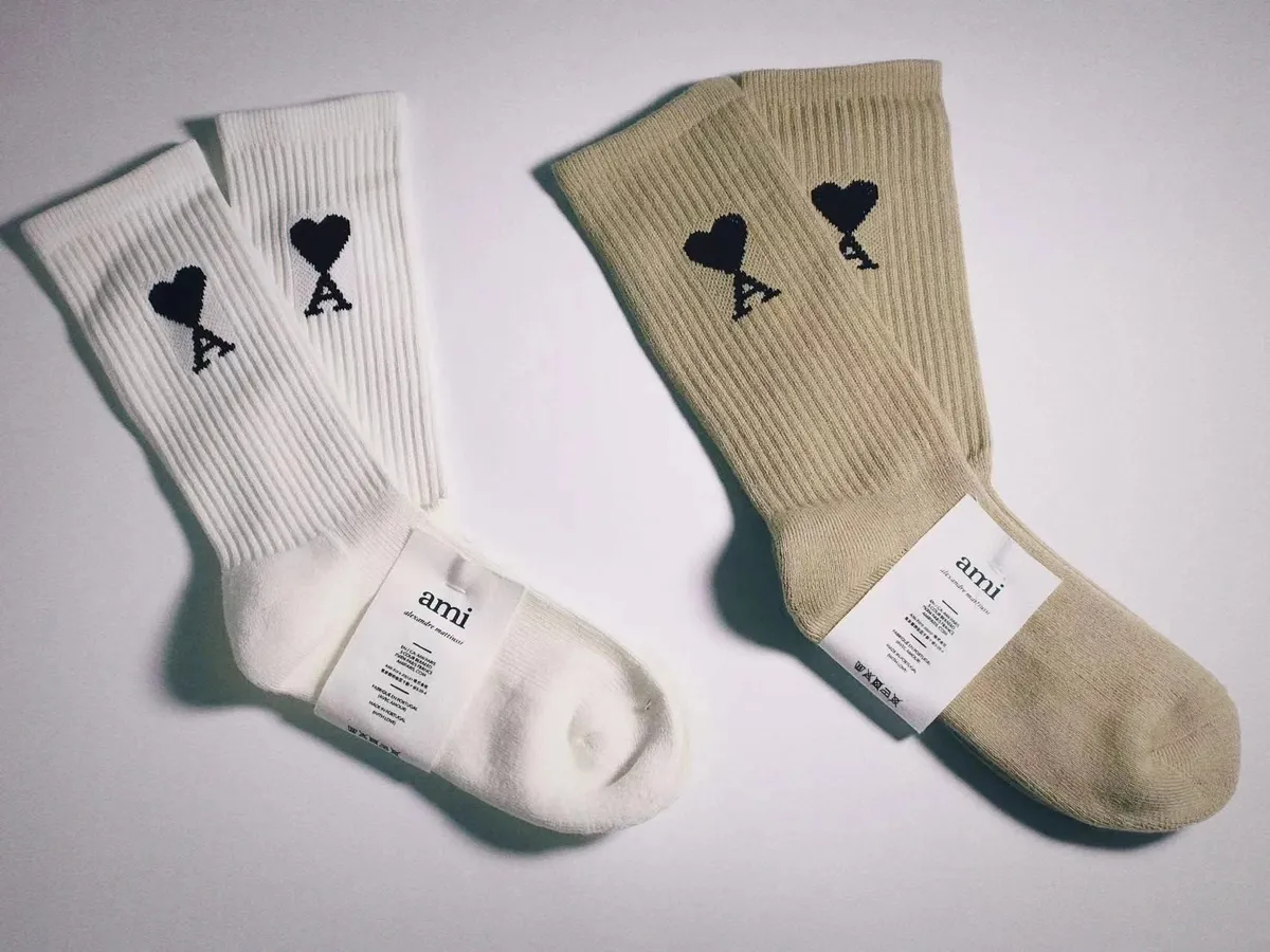 Ami Paris Heart Logo Socks
