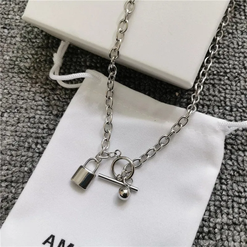 Silver Lock and T-Bar Charm Necklace